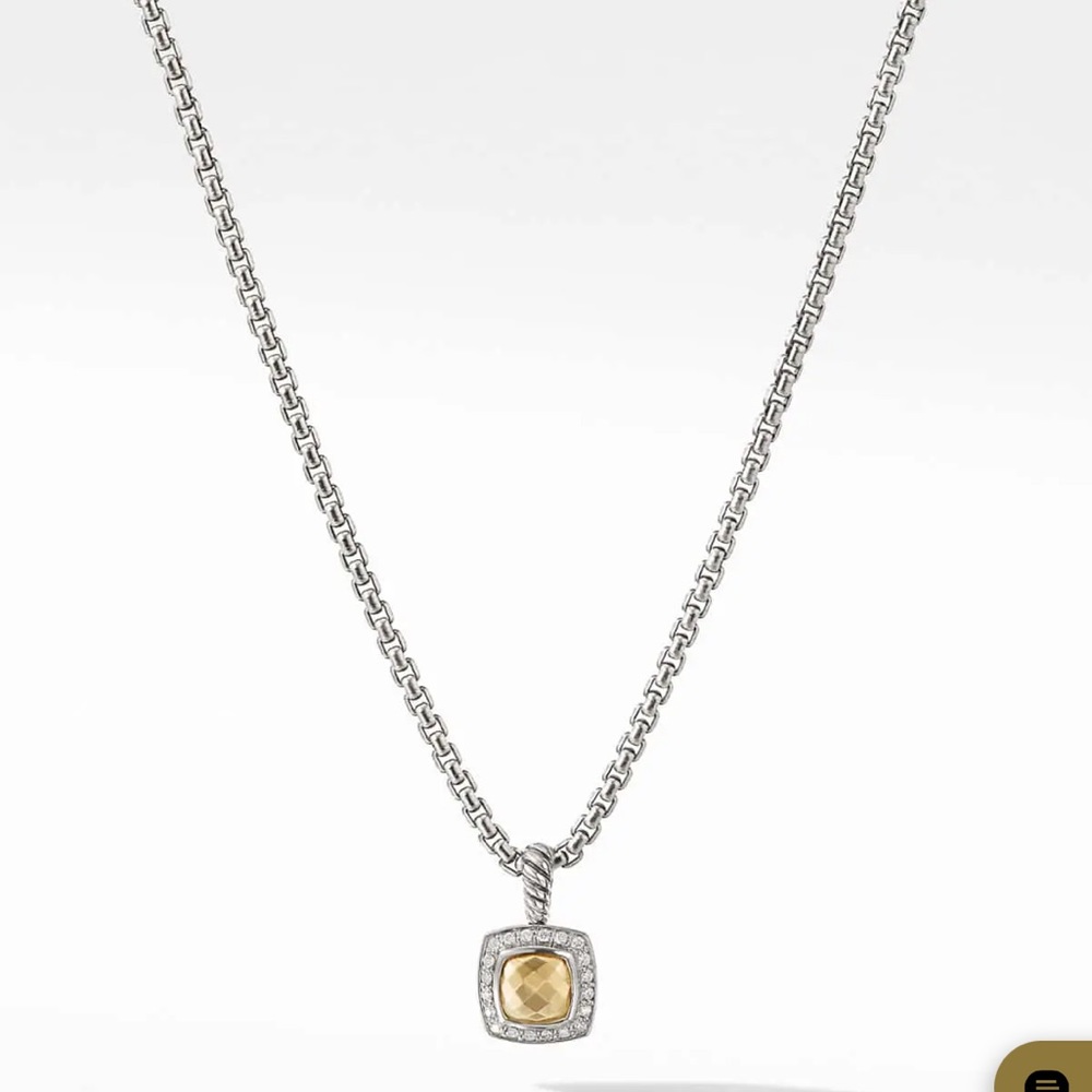 David Yurman Petite Alibion Necklace with Gold Dome & Diamonds